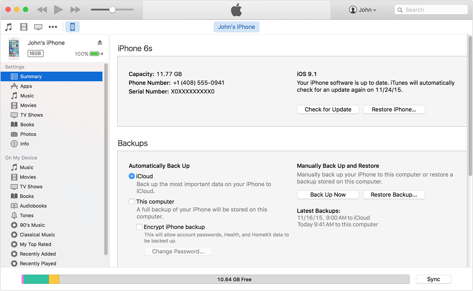 itunes-elcapitan-encrypt-iphone-backup - Business Phones & Office Phone Systems St. Louis, MO | Metropark Communications Inc.
