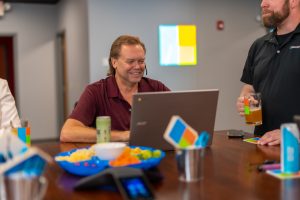 Rick with his Laptop in the Cafe